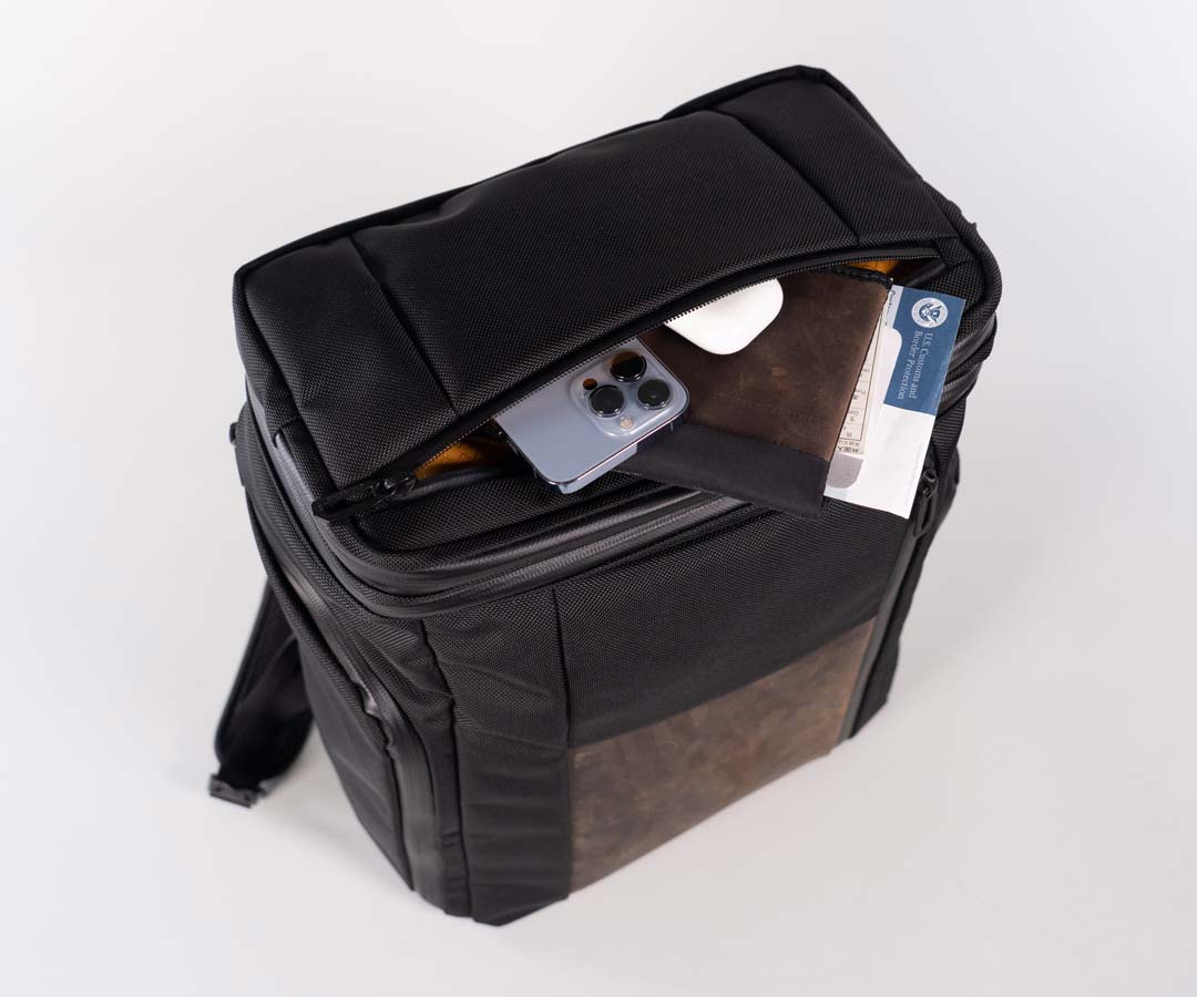 Front top pocket for frequently-accessed items