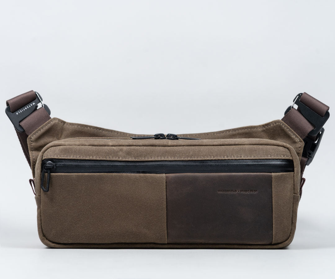 Waxed canvas with chocolate leather