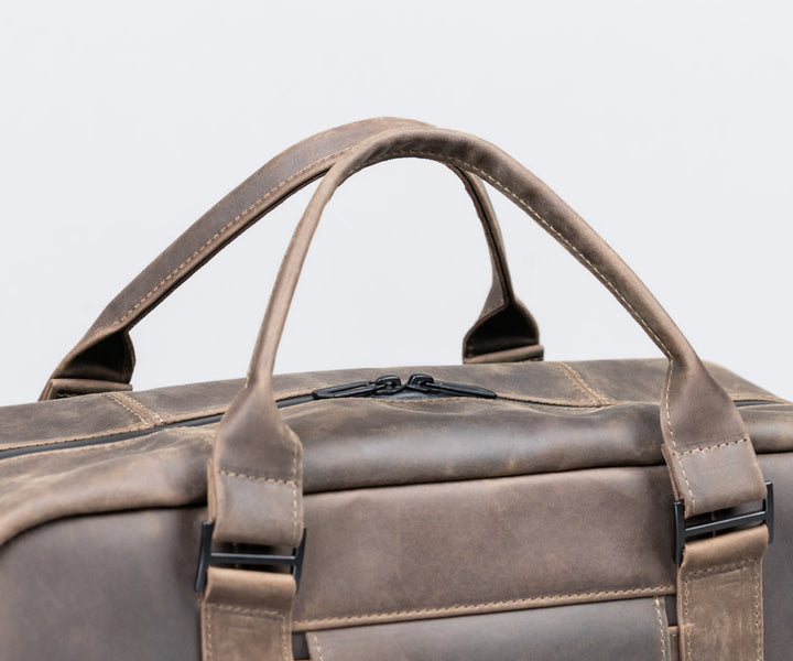 Comfortable all-leather grab handles