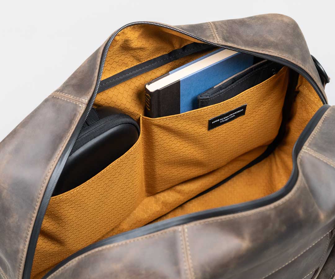 Elevated interior pockets help cushion impact