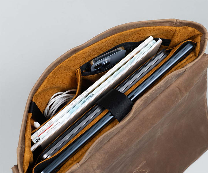 Two deep organizational pockets (one zips closed) 