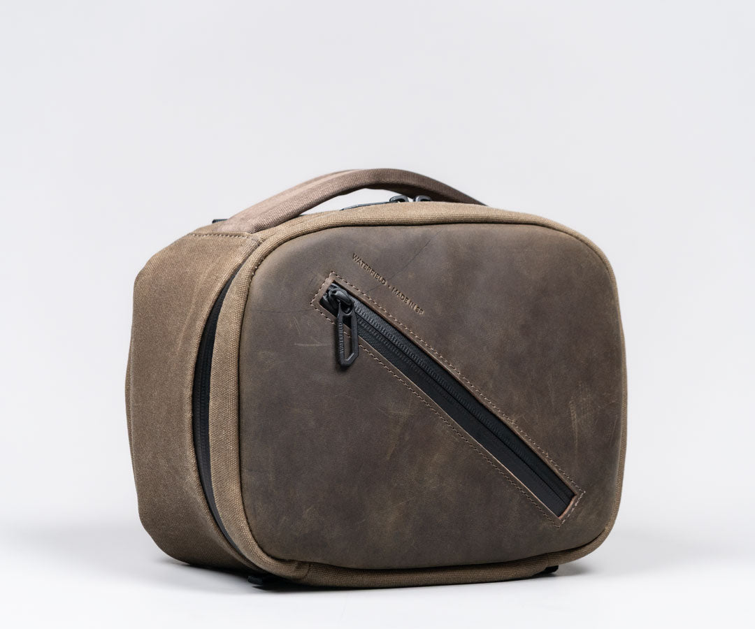 Waxed Canvas with Chocolate Leather