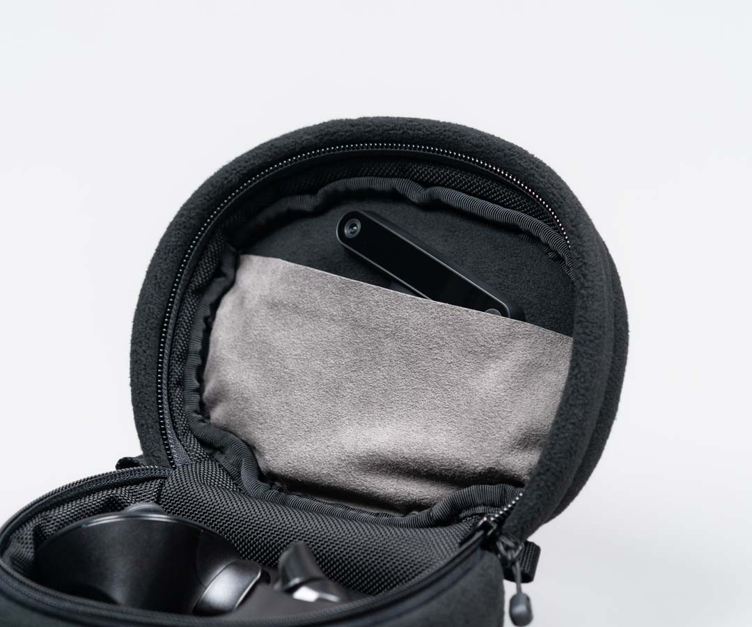 3rd party Arcturus Vision Camera fits in Ultrasuede-lined pocket
