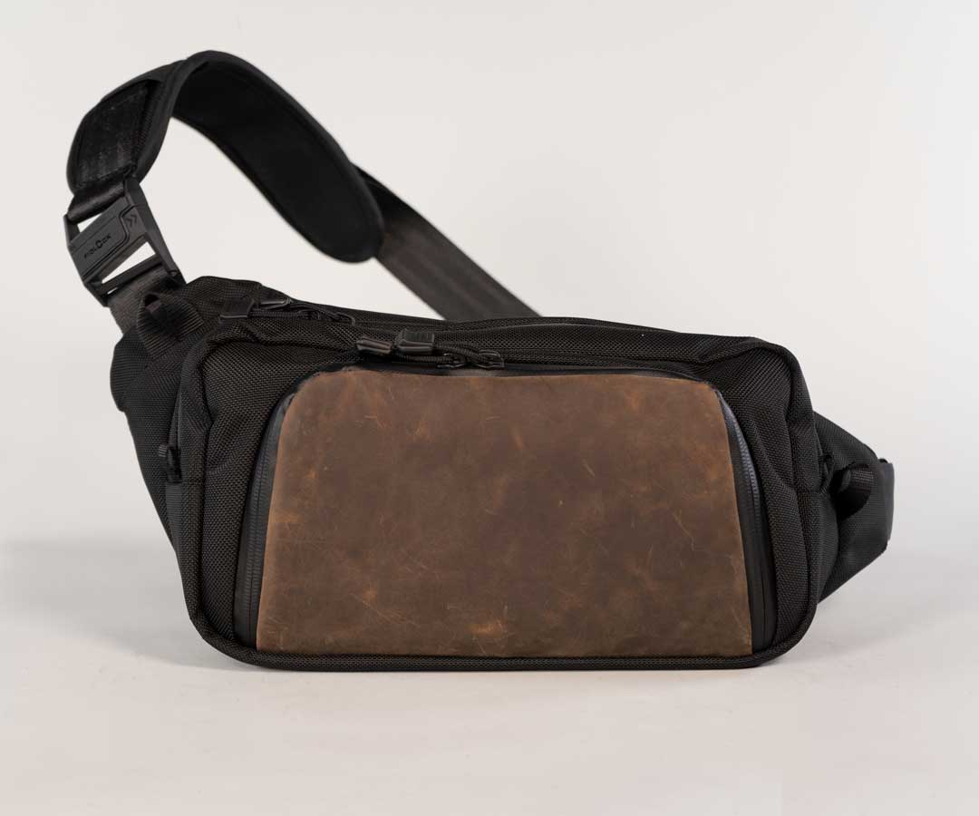 Ballistic nylon + Chocolate Leather