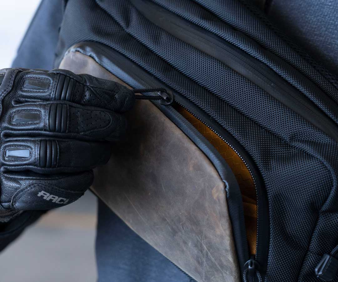 Waterproof zipper. Water-resistant material.
